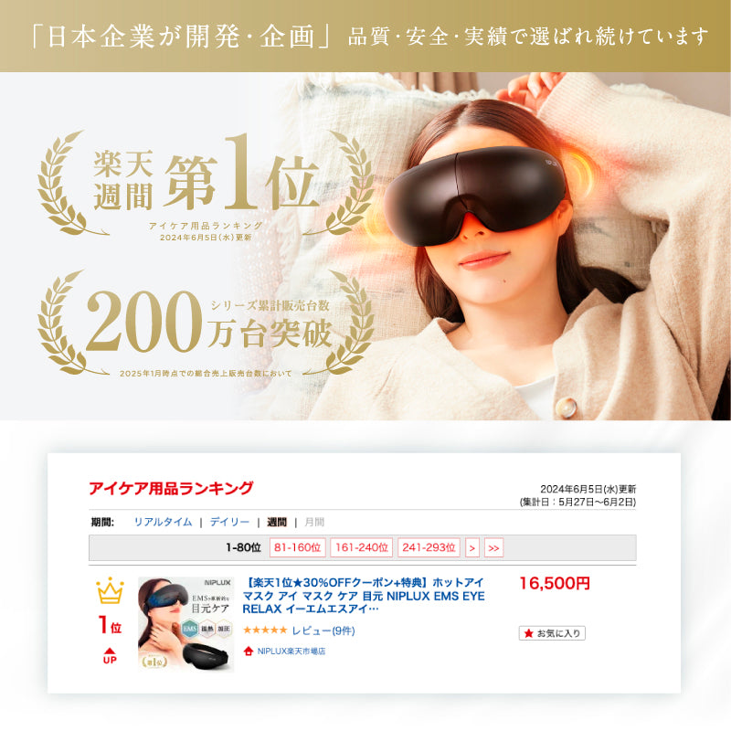 【おおっち 】NIPLUX アイウォーマー EMS EYE RELAX Amazon | NIPLUX EMS EYE MASK ホットアイマスク アイマスク アイ