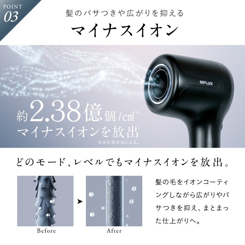 NIPLUX ヘアドライヤー ブラック【説明書付き】 NIPLUX 【1年保証付き】ヘアドライヤー 速乾 大風量 温冷自動切替